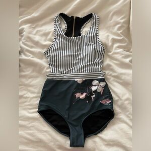 Albion Striped and Floral One-Piece Swimsuit